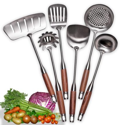 Kitchen cooking utensils, turner/ soup ladle/ slotted turner/ slotted spoon/ pasta server, 304 staniless steel