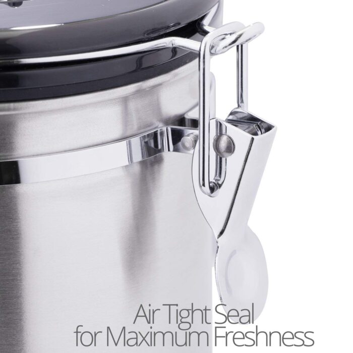 Stainless steel coffee container – coffee beans canister with co2 valve, black