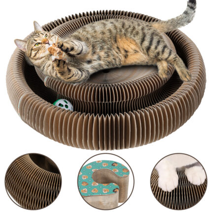 Magic organ cat scratching board with toy bell interactive scratcher kitten toys foldable cat grinding claw scratching board