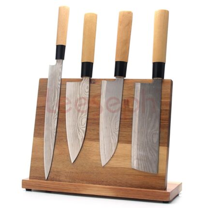 Magnetic knife block(natural wood), knife organizer block, knife dock, kitchen scissor holder, strongly magnetic