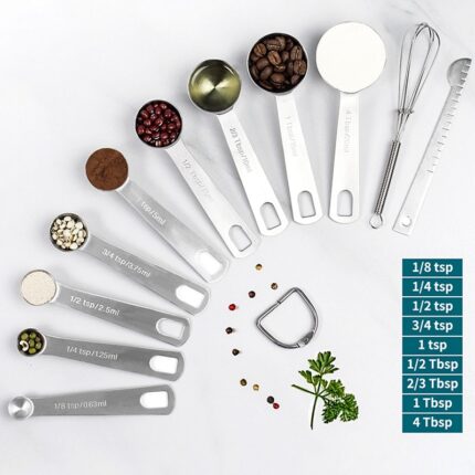 Measuring spoons set – heavy duty stainless steel measuring tools for kitchen cooking and home baking