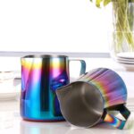 Milk frothing pitcher jug for latte art, rainbow color stainless steel espresso creamer frothing cup, 350 or 600ml