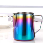 Milk frothing pitcher jug for latte art, rainbow color stainless steel espresso creamer frothing cup, 350 or 600ml