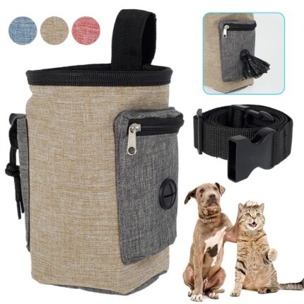 Multi-function dog training bag portable pet outdoor treat bags food holder adjustable waist belt garbage bag folding bowl kit