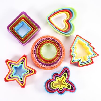 Multi-style plastic circle cookie cutter, fondant cake biscuit cutter mold tools set decorating for kitchen (colors may vary)