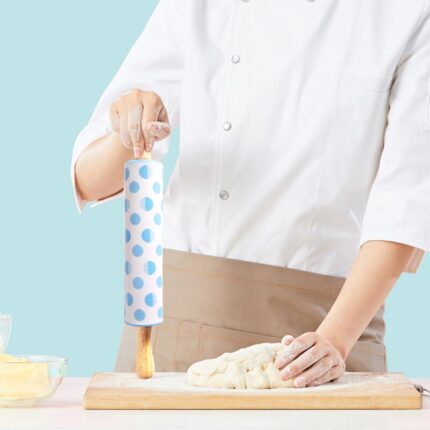 New non-stick silicone rolling pin wooden handle pastry dough flour roller kitchen baking cooking tools 12-inch