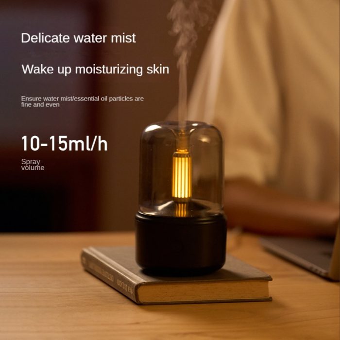 New candlelight air humidifier aroma diffuser portable cool mist maker 120ml electric usb fogger 8-12 hours with led night light