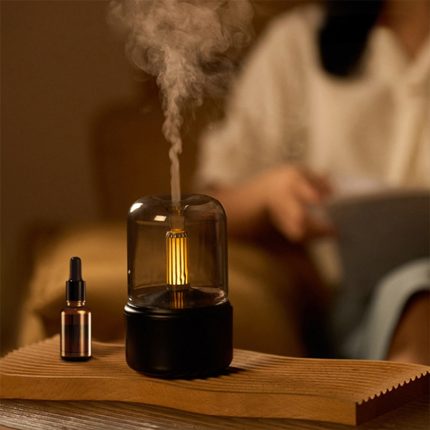 New candlelight air humidifier aroma diffuser portable cool mist maker 120ml electric usb fogger 8-12 hours with led night light