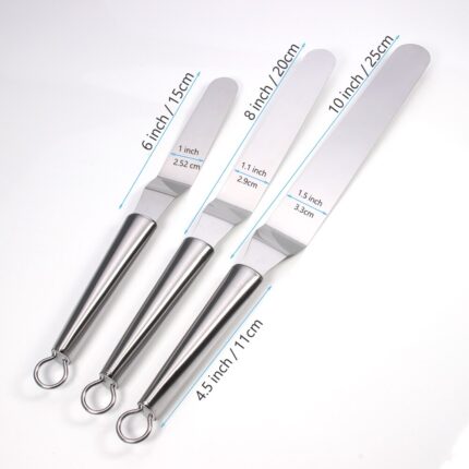 Offset cake icing spatula set of 3 professional stainless steel cake decorating frosting spatulas with ergonomics handle