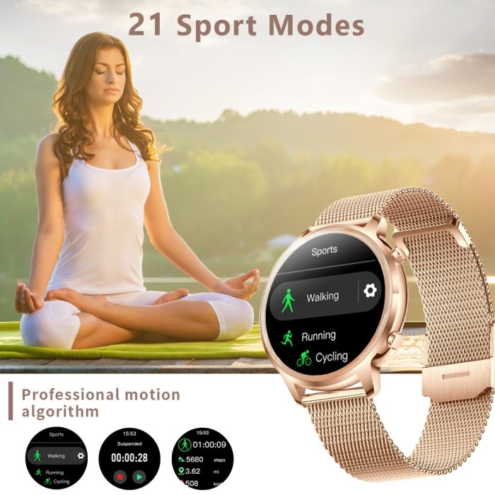 Gadgend 2022 bluetooth call smart watch women fitness tracker heart rate custom dial watch sport smart bracelet for android ios
