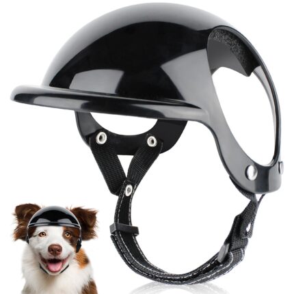 Pet dog helmet bicycle motorcycle hat with ear holes safety adjustable strap doggie cap for traveling head protect pet supplies