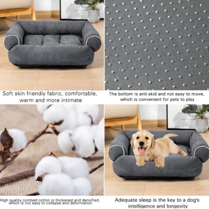 Pet dog sofas soft warm deep sleep bed thickened rectangle pet mat beds lounger kennel with anti-slip plastic bottom pet product