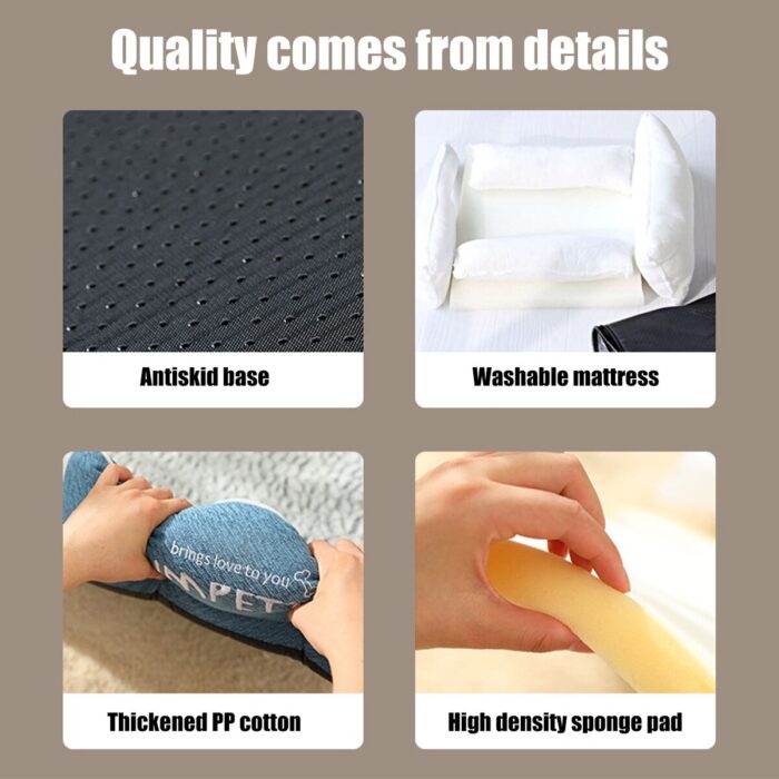 Pet dog warm sleeping bed cotton rectangle detachable cat dogs sofa with anti-slip bottom winter cozy pets thick mat