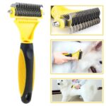 Pets grooming brush double sided dog comb self cleaning stainless steel removing tangles knots deshedding tool for dogs cat