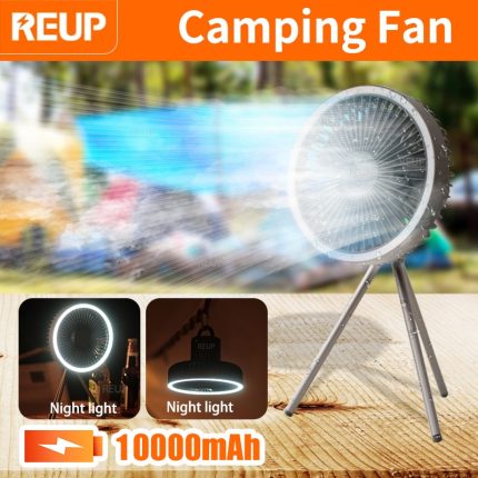 Portable camping fan rechargeable multifunctional mini fan usb outdoor camping ceiling fan led light tripod stand desktop fan