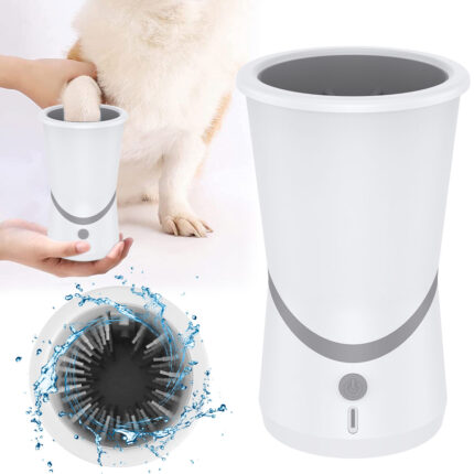 Portable dog paw cleaning cup with silicone bristles automatic pet foot washer paw brush cleaner grooming tools usb charging