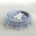 Princess cat bed soft lace pet sleeping bed for cats kitten puppy sofa warm round pet nest with pillow cushion cat accessories