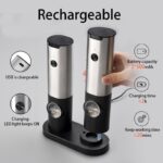 Rechargeable electric salt and pepper grinder – w/ usb type-c cable, automatic salt and pepper grinder set, kitchen accessorie