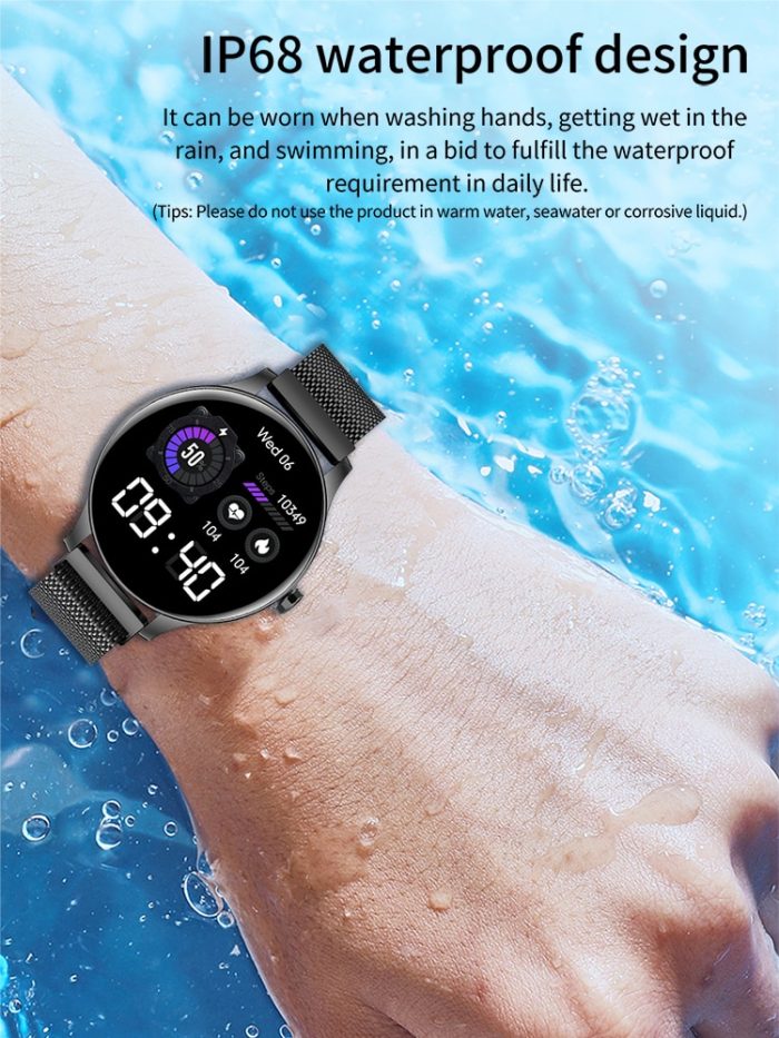 Gadgend new full touch round women’s smart watch men bluetooth fitness sports women smartwatch lady for ios xiaomi android