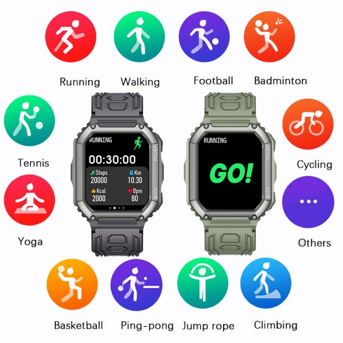 Gadgend new smart watch men big battery music play fitness tracker bluetooth dial call sport smartwatch men for ios android