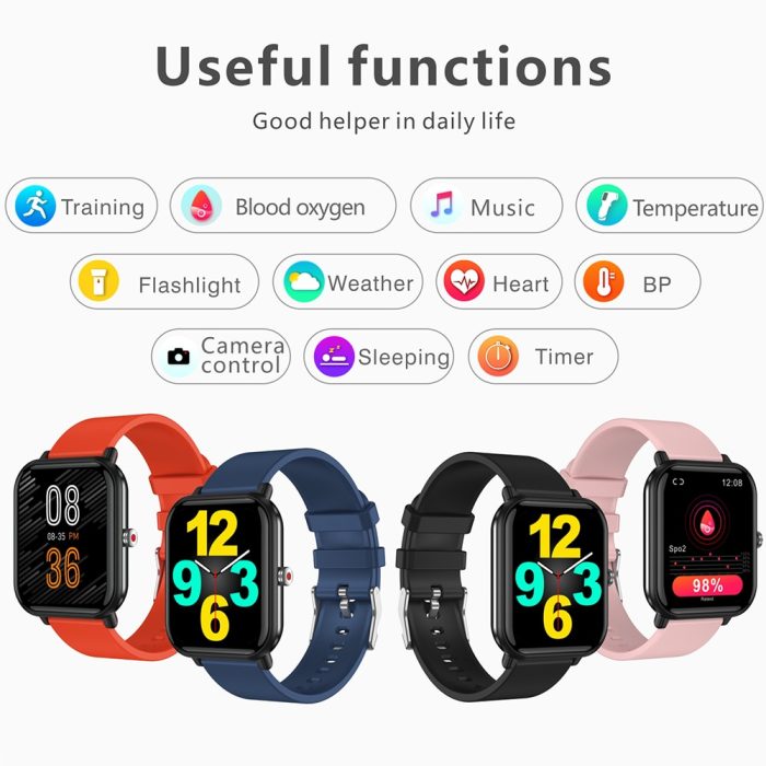 Gadgend 5atm waterproof smart watch men women smartwatch 24 sport modes temperature fitness tracker spo2/bp/hr for apple xiaomi