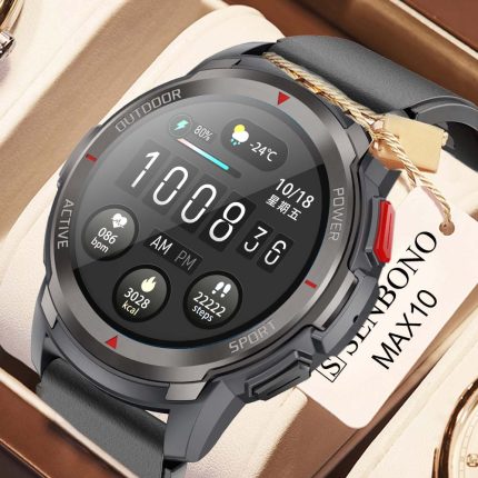 Gadgend max10 round men’s smart watch bluetooth answer dials call sports waterproof smartwatch men women for ios android