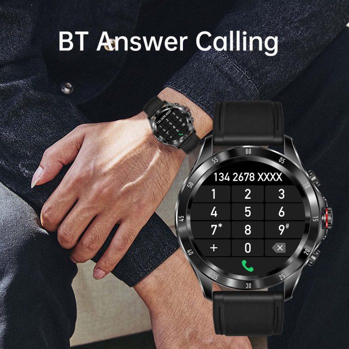Gadgend men’s smart watch full touch screen bluetooth call round man watch