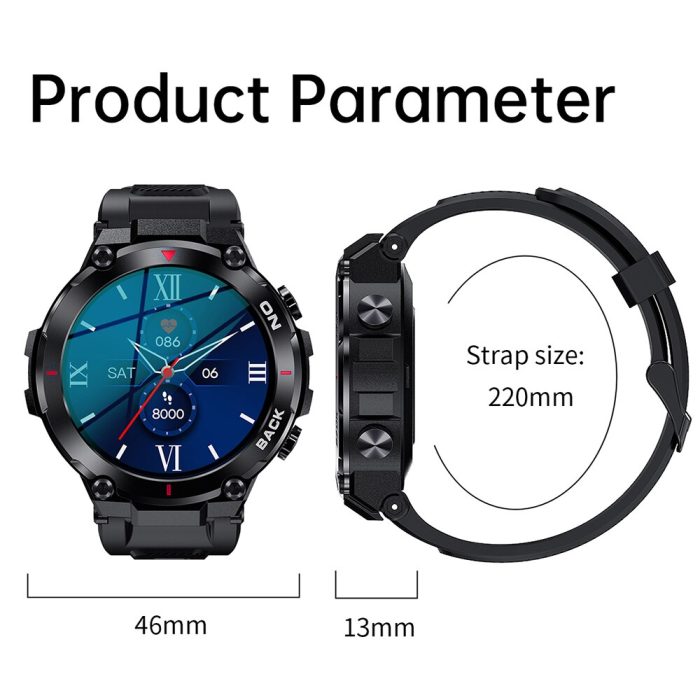 Gadgend new men’s smart watch gps tracker ip68 waterproof watch big battery outdoor sport smartwatch men women for ios android