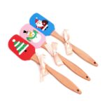 Silicone spatulas beechwood handle – kitchen utensils non-stick for cooking, baking, mixing and christmas decorating