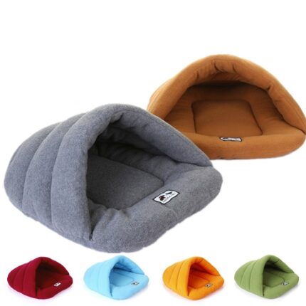 Soft polar fleece dog beds winter warm pet heated mat small dog puppy kennel house for cats sleeping bag nest cave bed