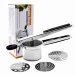 Stainless steel potato ricer with 3 interchangeable fineness discs silicone grip handle kitchen tools by leeseph