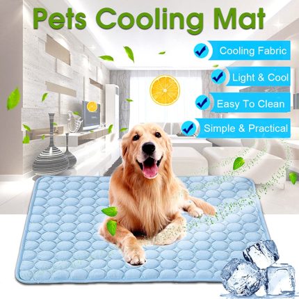 Summer dog cooling mat sky blue ice pad cool pet beds sofa cushion blanket fit all pets breathable cooling mat s/m/l/xl size
