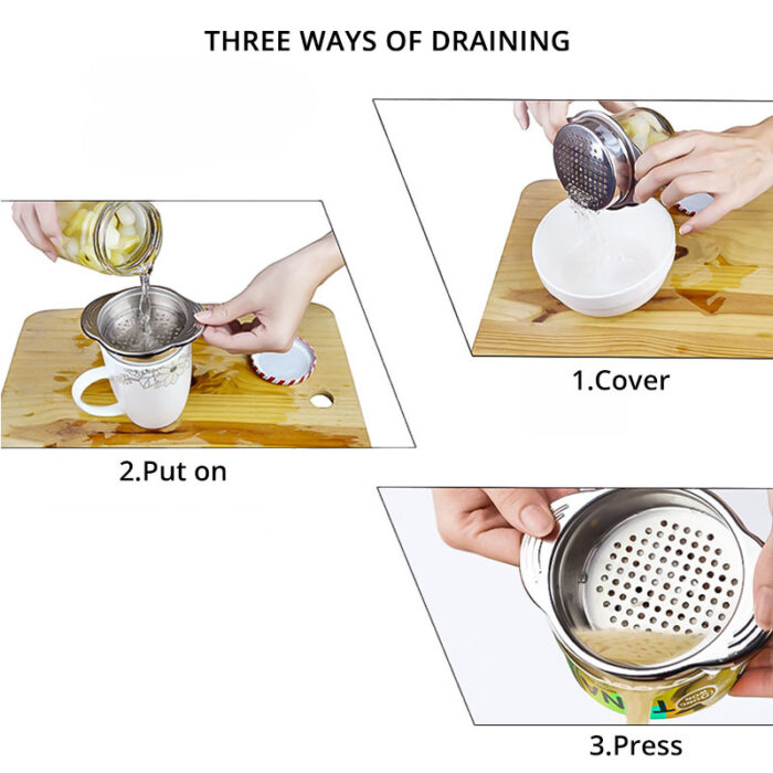 Universal can strainer stainless steel can colander , vegetable and fruit can strainer, best for canned tuna versatile