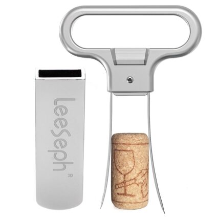 Wine opener – two-prong cork puller & corker with sleek case – durable stainless steel bottle opener & beer opener, great gift