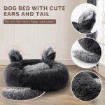 Winter warm pet bed nest grey long plush rabbit ears shape dog deep sleeping mat soft comfortable cat cushion beds pets product