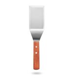 Wood handle heavy duty hamburger turner / spatula with cutting edge, 2.95-inch wide blade, 11.5-inch bbq tools