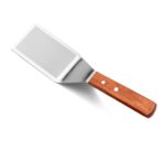 Wood handle heavy duty hamburger turner / spatula with cutting edge, 2.95-inch wide blade, 11.5-inch bbq tools