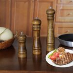 Wood salt and pepper grinder set with mills tray for sea salt & peppercorns (5,8,10 inch) strong adjustable grinder