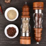 Wooden salt and pepper grinder set – wood and acrylic mills, adjustable coarseness ceramic grinder