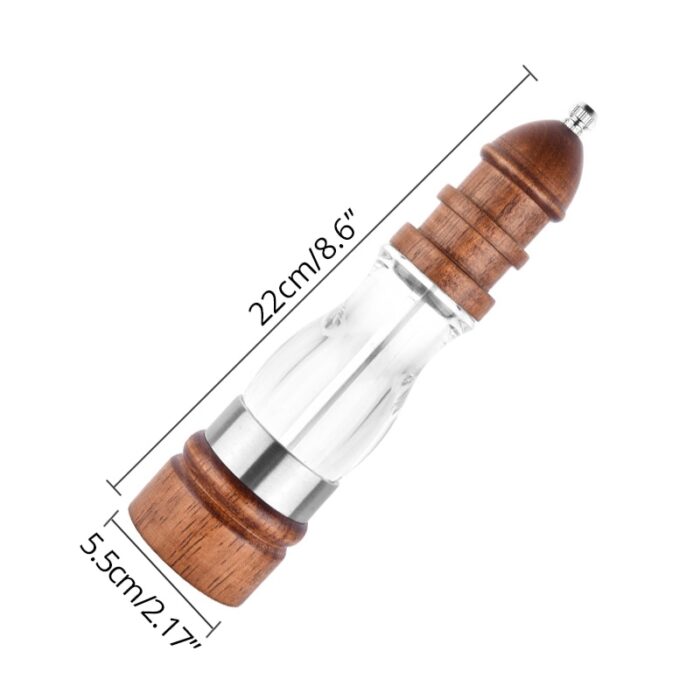 Wooden salt and pepper grinder set – wood and acrylic mills, adjustable coarseness ceramic grinder