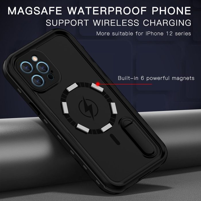 Ip68 real waterproof phone case for iphone 12 pro max 12 mini 12 pro underwater diving water proof hide bracket phone covers