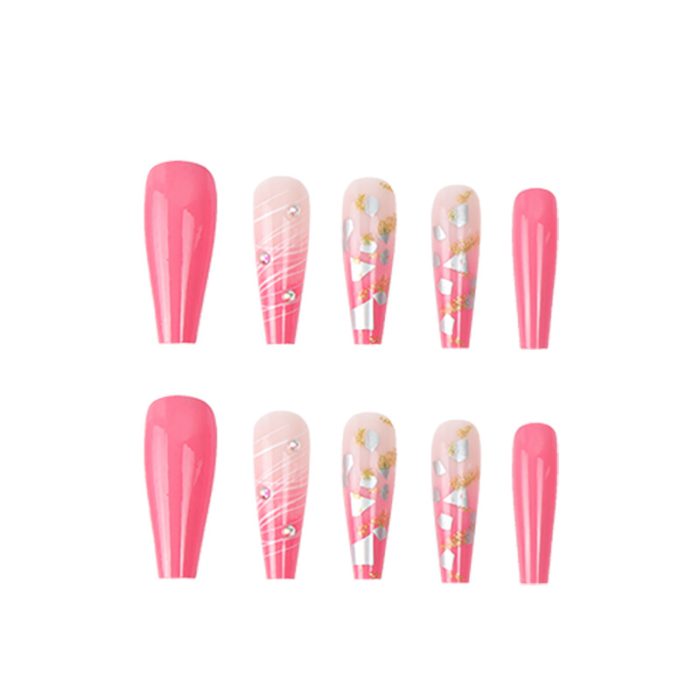 Wear the same type of ins shell glitter powder spot drill nail patch and long ballet nail