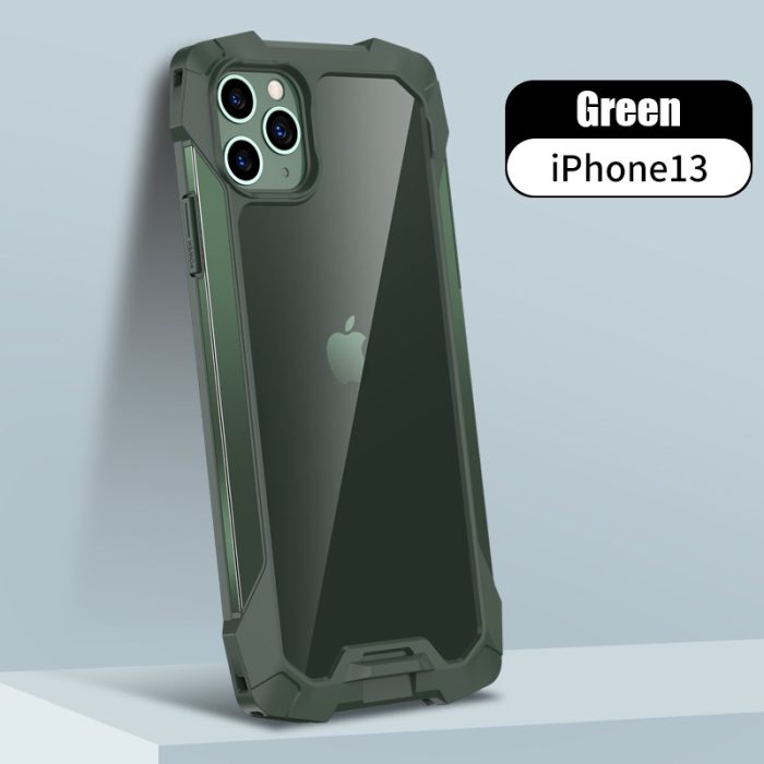 New transparent back panel protective case is suitable for iphone 13 pro promax mini metal airbag anti-drop mobile phone case