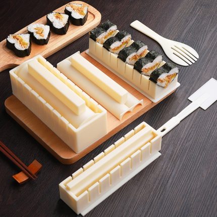 10pcs/set easy to use diy rice ball sushi maker mold kitchen sushi making tool set for sushi roll kitchen accessory cooking tool