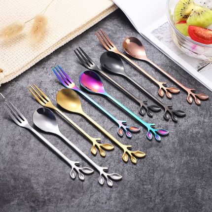Set of 12 mini leaf coffee spoons – creative stainless steel tableware for stirring, perfect christmas gift for dropshipping
