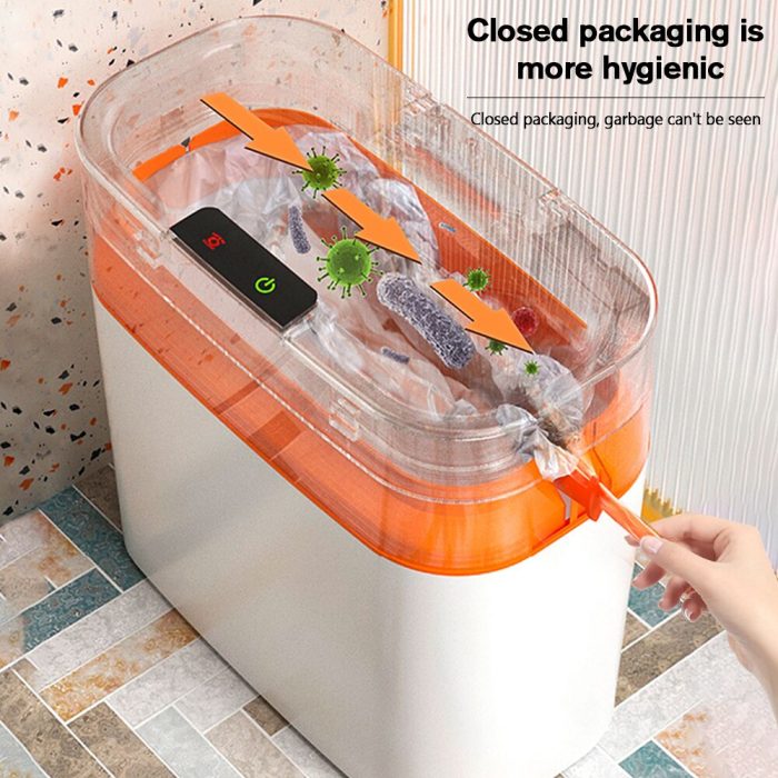 Smart bathroom trash can with automatic sensor and waterproof design – 13l/15l capacity