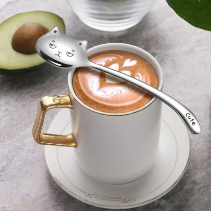 Whimsical long-tailed cat spoon – ideal for coffee and birthday gifts