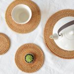 Handmade rattan coasters for table decoration and insulation pad, 1 piece