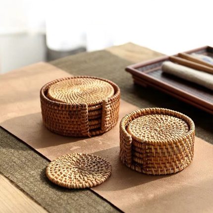Handmade rattan coasters for table decoration and insulation pad, 1 piece