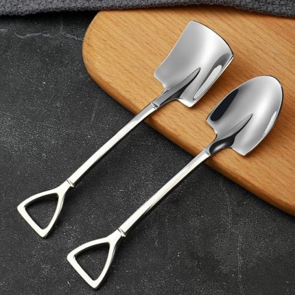 2-4 piece retro stainless steel shovel spoon set – creative coffee and ice cream scoops for your tableware